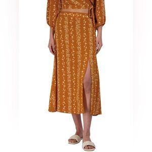 BCBG Orange Floral Midi Skirt